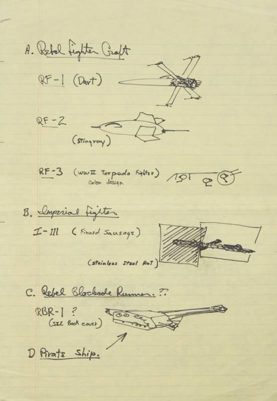 X-Wing Fighter — Original Napkin Sketch